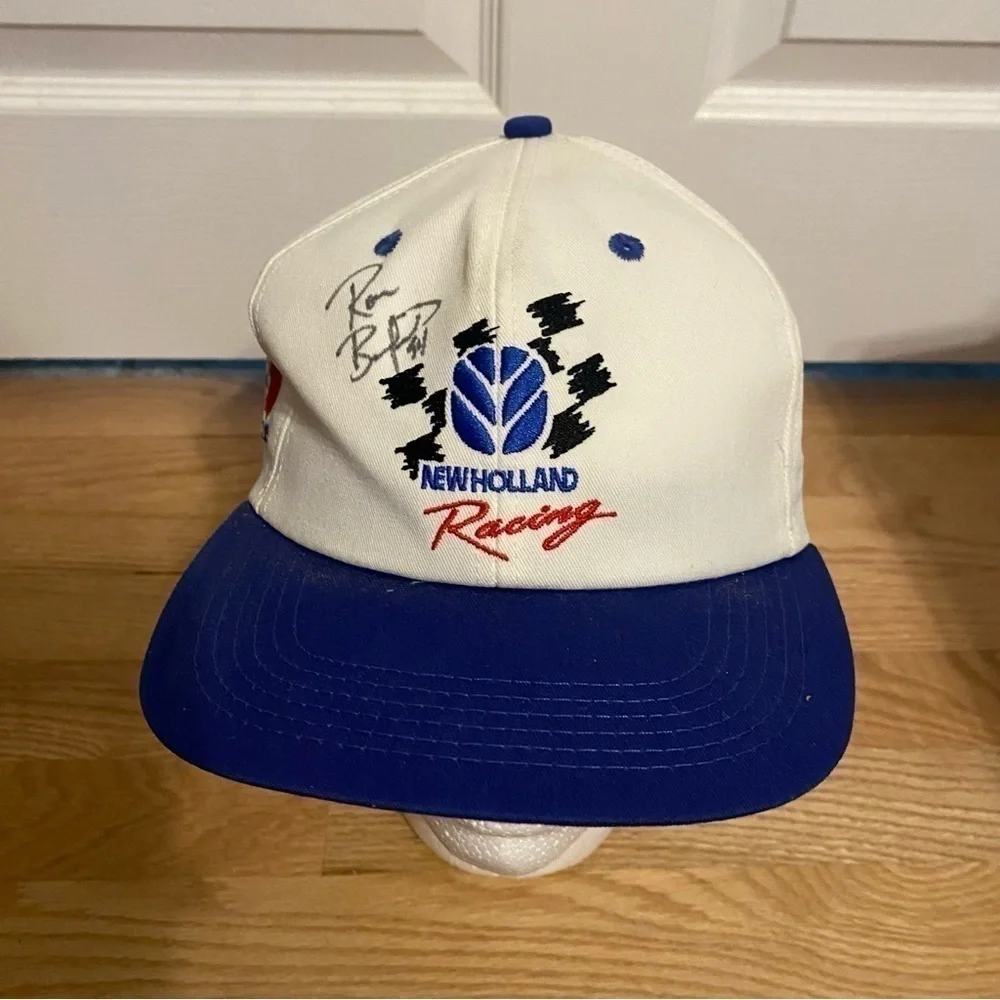 Vintage New Holland Racing Ron Barfield Signed Autograph Hat K Products NASCAR